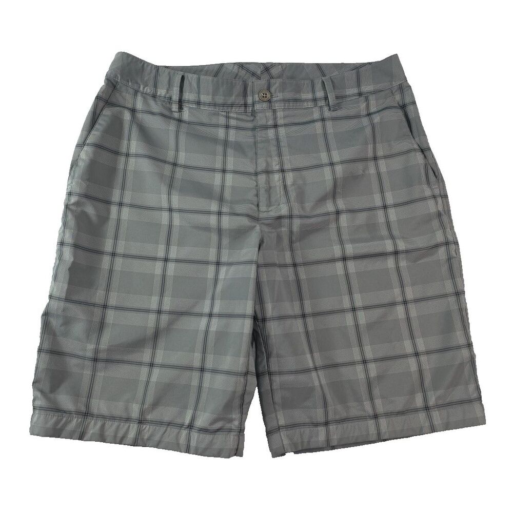 Under Armour Plaid Golf Shorts Men's 34 Lightweight Performance Stretch Gray